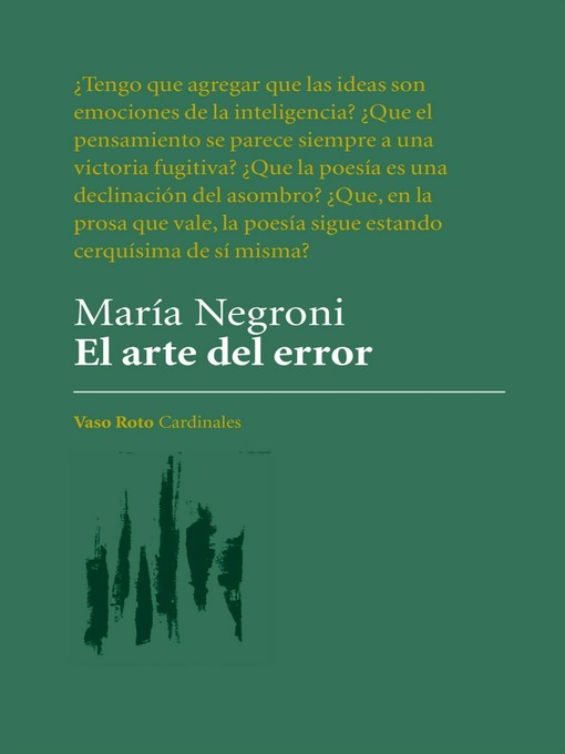 Title details for El arte del error by María Negroni - Wait list